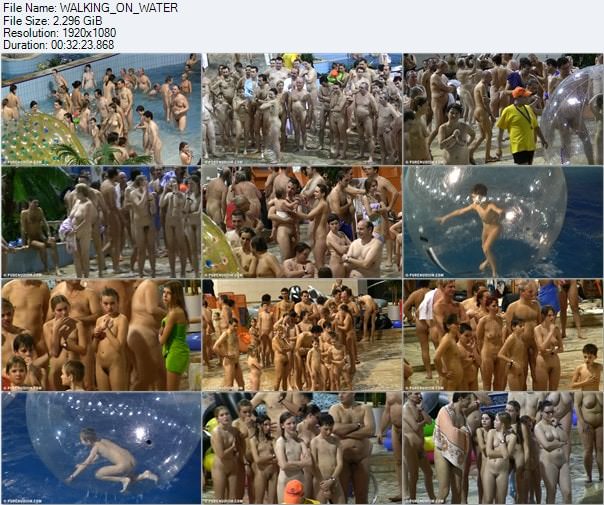 Walking on water - nudists pool center video Walking on water - nudists pool center video