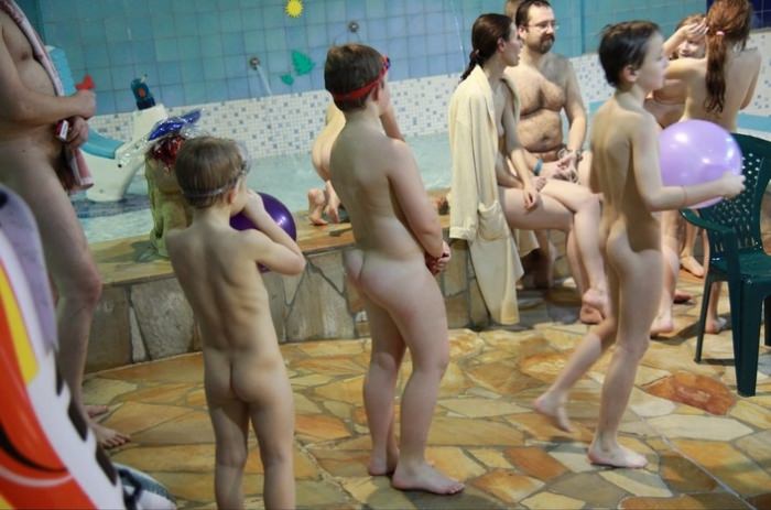 Czech family nudism in the water park in the winter photo collection
